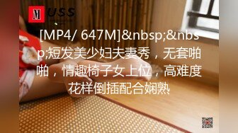 [MP4/ 647M]&nbsp;&nbsp;短发美少妇夫妻秀，无套啪啪，情趣椅子女上位，高难度花样倒插配合娴熟